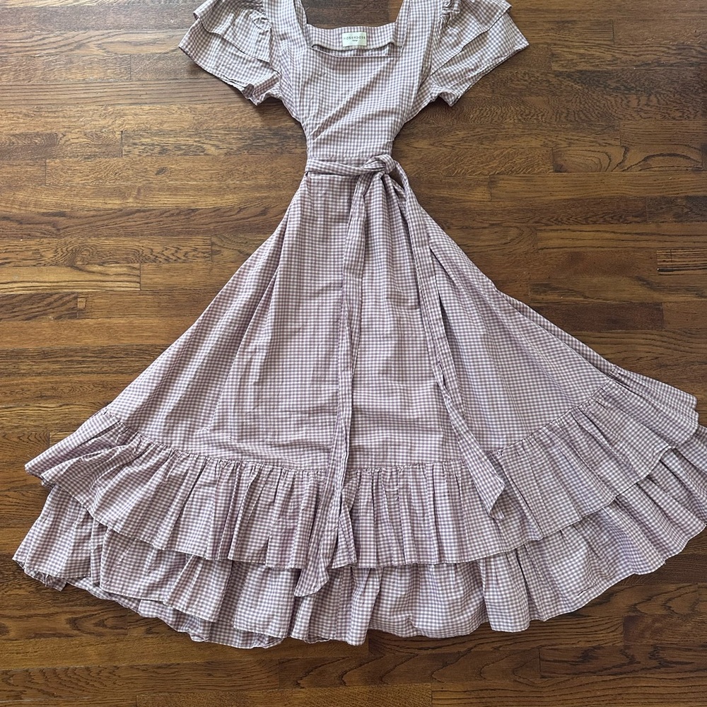 NWOT Honeydove vintage Purple Gingham prairie Dress cottagecore medium